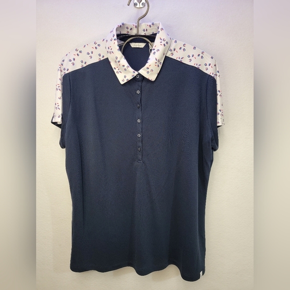 Lady Hagen Americana Print Block Short Sleeve Polo Sparklers White/Navy XXL - Picture 11 of 11